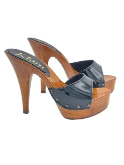 Kiara Shoes ZOCCOLI NERI IN VERNICE CON... Nero New