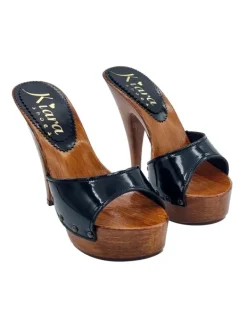 Kiara Shoes ZOCCOLI NERI IN VERNICE CON... Nero New