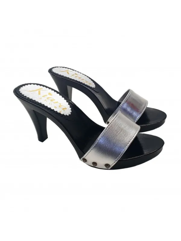 Kiara Shoes ZOCCOLI NERI LACCATI CON... Argento Hot