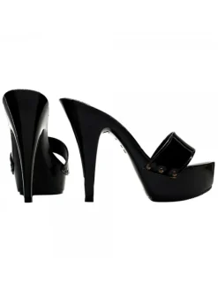 Kiara Shoes ZOCCOLI NERI LACCATI TACCO 13 Nero Hot