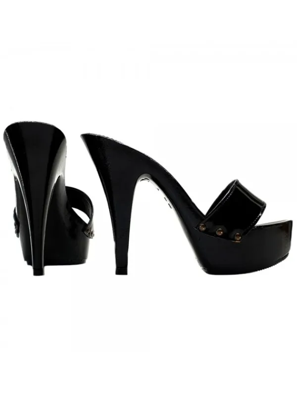 Kiara Shoes ZOCCOLI NERI LACCATI TACCO 13 Nero Hot