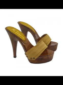 Kiara Shoes ZOCCOLI CON TACCO 13 CM Ocra