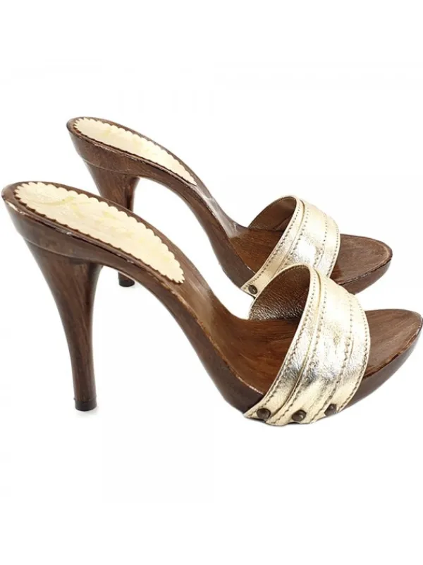 Kiara Shoes ZOCCOLI ORO CON TACCO 12 Platino New