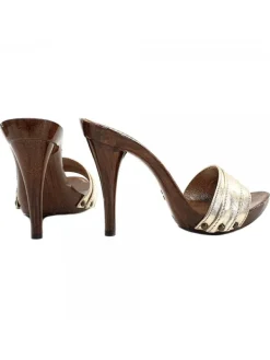 Kiara Shoes ZOCCOLI ORO CON TACCO 12 Platino New