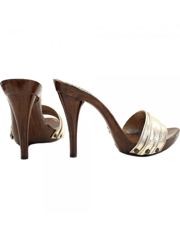Kiara Shoes ZOCCOLI ORO CON TACCO 12 Platino New