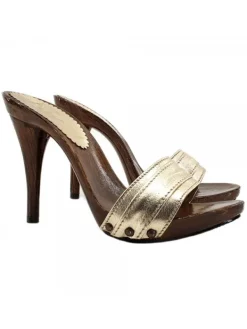 Kiara Shoes ZOCCOLI ORO CON TACCO 12 Platino New