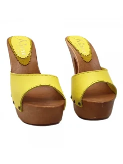 Kiara Shoes ZOCCOLI PELLE TACCO 13 Giallo Sale