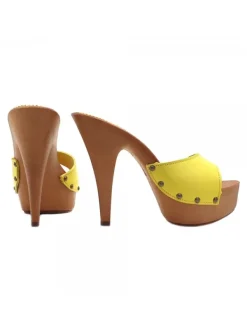 Kiara Shoes ZOCCOLI PELLE TACCO 13 Giallo Sale