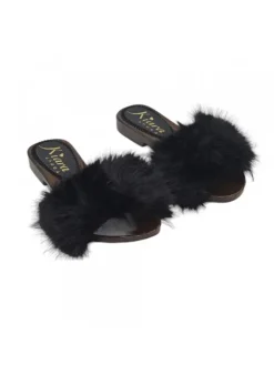 Kiara Shoes ZOCCOLI PELLICCIA BASSI Nero