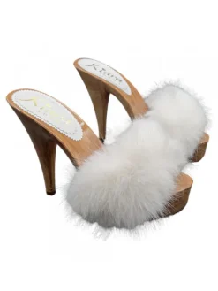 Kiara Shoes ZOCCOLI PELLICCIA ICE -... BIANCO Clearance