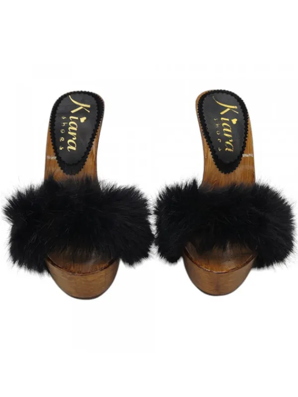 Kiara Shoes Zoccoli Pelliccia Sintetica Nero Clearance