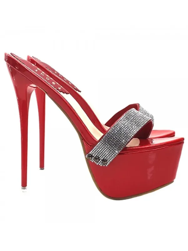 Kiara Shoes ZOCCOLI ROSSI CON STRASS... Rosso