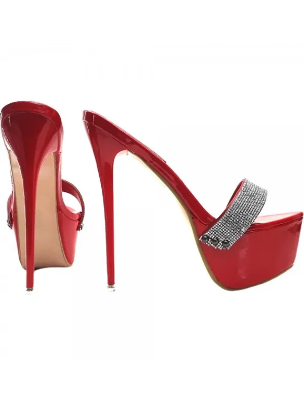 Kiara Shoes ZOCCOLI ROSSI CON STRASS... Rosso