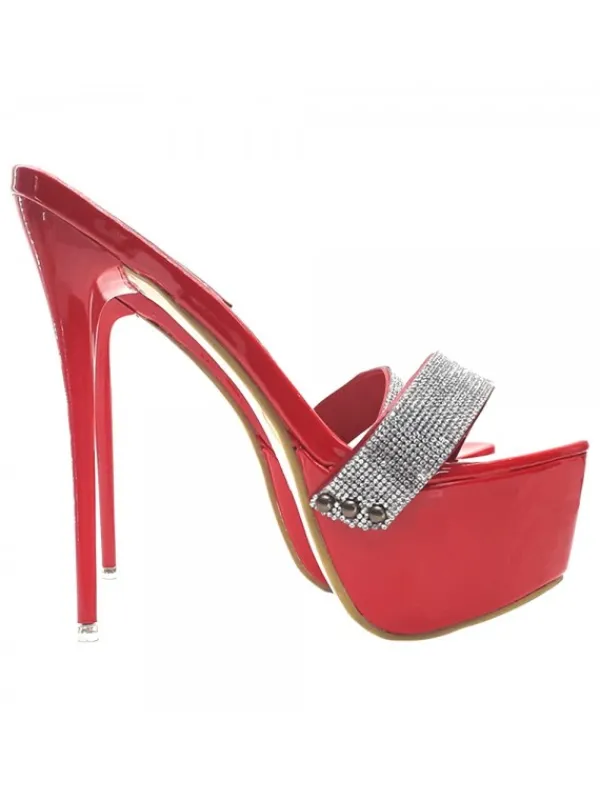 Kiara Shoes ZOCCOLI ROSSI CON STRASS... Rosso