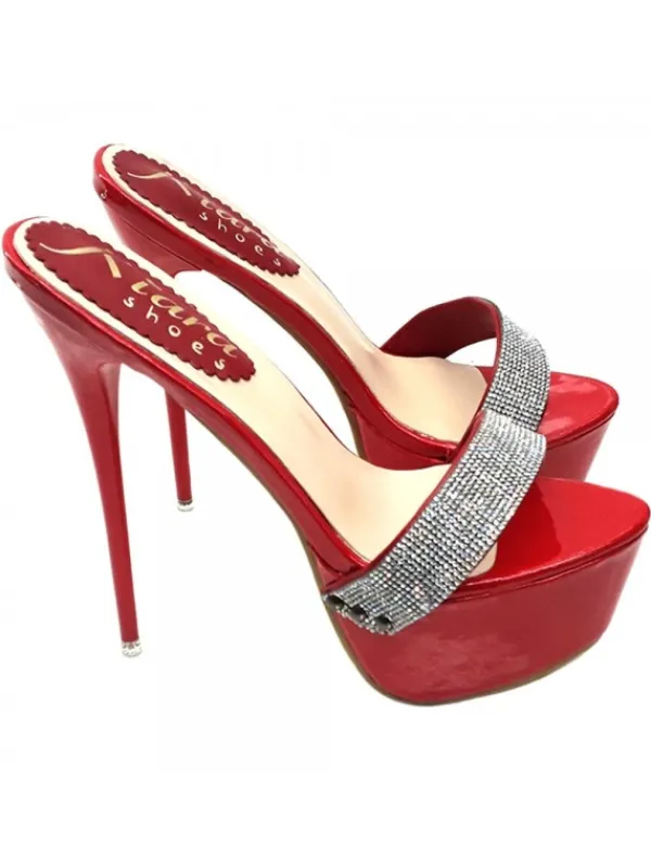 Kiara Shoes ZOCCOLI ROSSI CON STRASS... Rosso
