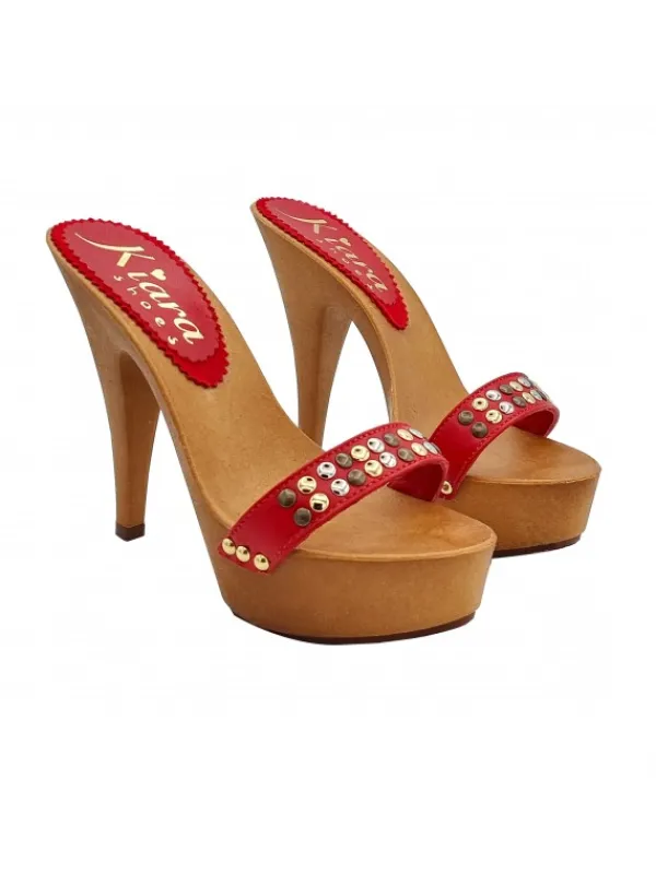 Kiara Shoes ZOCCOLI CON BORCHIE... Rosso Outlet