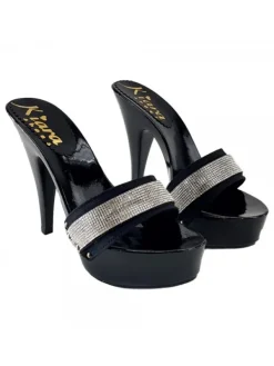 Kiara Shoes ZOCCOLI STRASS TOTAL BLACK Nero