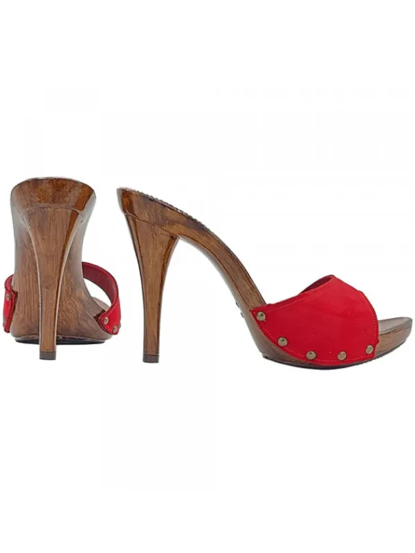 Kiara Shoes Zoccoli tacco 12 con tomaia... Rosso