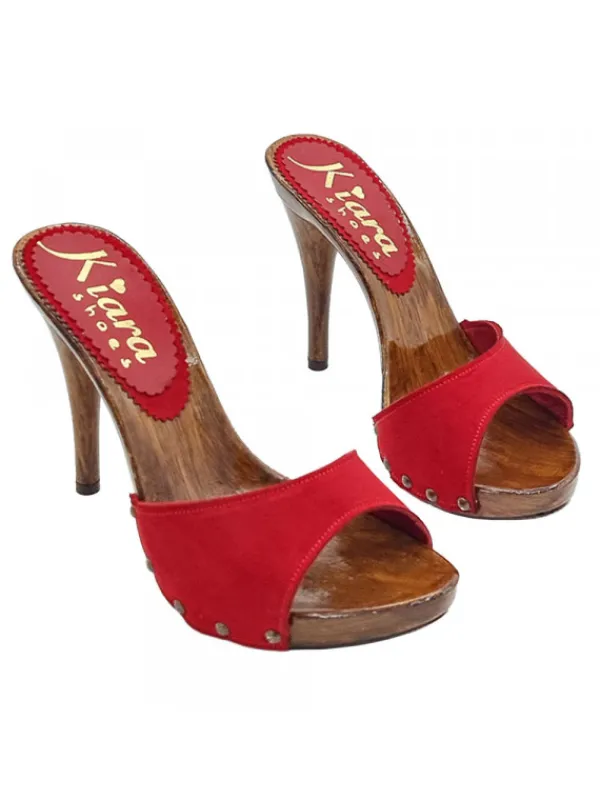 Kiara Shoes Zoccoli tacco 12 con tomaia... Rosso