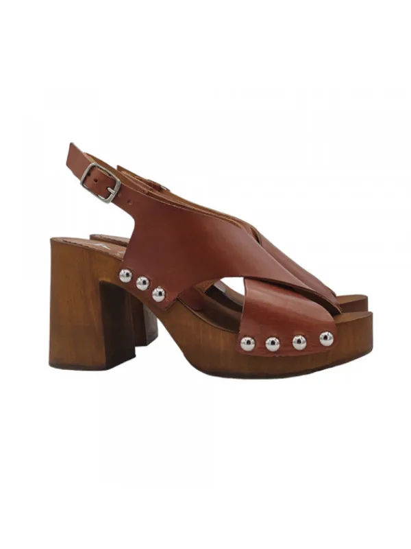 Kiara Shoes ZOCCOLI TACCO LARGO ALTO 9... Marrone Hot