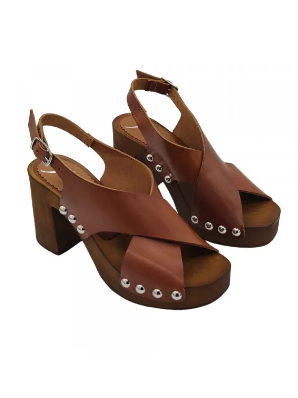 Kiara Shoes ZOCCOLI TACCO LARGO ALTO 9... Marrone Hot