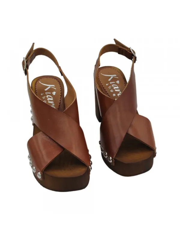 Kiara Shoes ZOCCOLI TACCO LARGO ALTO 9... Marrone Hot