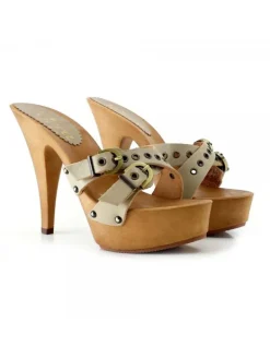 Kiara Shoes ZOCCOLI TACCO 13 CM Taupe Clearance