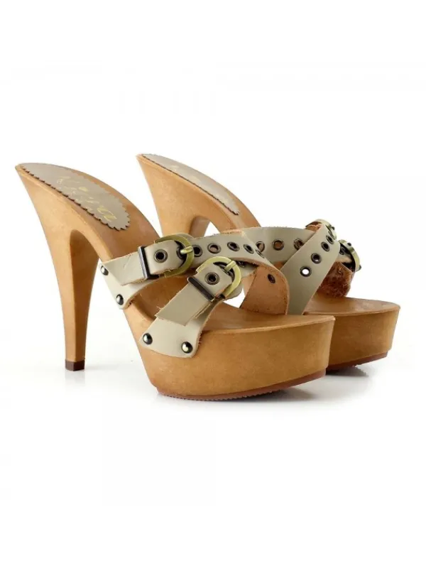 Kiara Shoes ZOCCOLI TACCO 13 CM Taupe Clearance