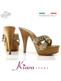 Kiara Shoes ZOCCOLI TACCO 13 CM Taupe Clearance