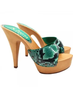 Kiara Shoes ZOCCOLI VERDI IN PELLE... Verde Hot