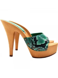 Kiara Shoes ZOCCOLI VERDI IN PELLE... Verde Hot