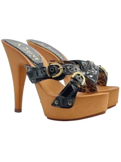 Kiara Shoes ZOCCOLI VERNICE NERA TACCO... Nero Clearance
