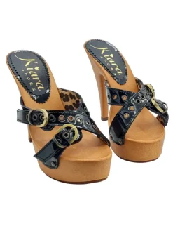 Kiara Shoes ZOCCOLI VERNICE NERA TACCO... Nero Clearance