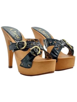 Kiara Shoes ZOCCOLI VERNICE NERA TACCO... Nero Clearance