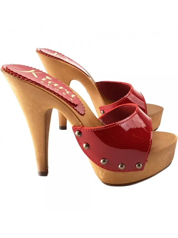 Kiara Shoes ZOCCOLI VERNICE TACCO... Rosso Sale