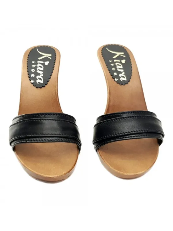 Kiara Shoes ZOCCOLO CON FASCIA IN PELLE... Nero Clearance