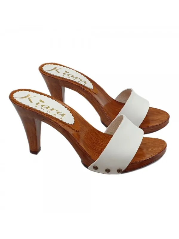 Kiara Shoes ZOCCOLO CON FASCIA IN PELLE... BIANCO Sale