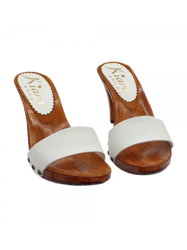 Kiara Shoes ZOCCOLO CON FASCIA IN PELLE... BIANCO Sale