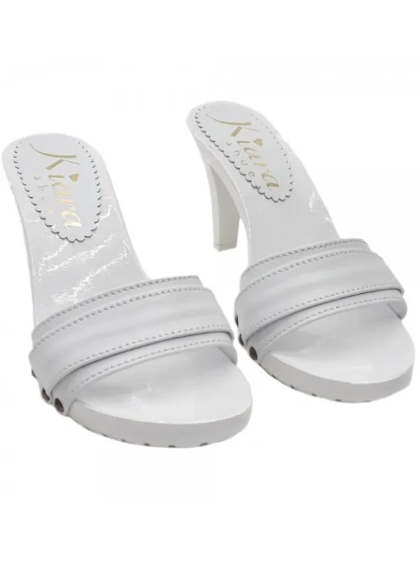 Kiara Shoes ZOCCOLO CON FASCIA IN PELLE... BIANCO Sale