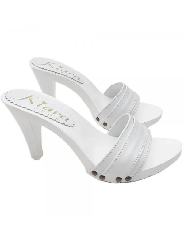 Kiara Shoes ZOCCOLO CON FASCIA IN PELLE... BIANCO Sale