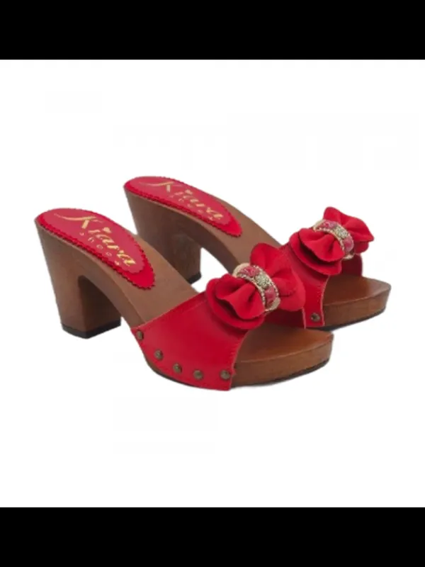 Kiara Shoes ZOCCOLO CON FASCIA IN PELLE Rosso Outlet