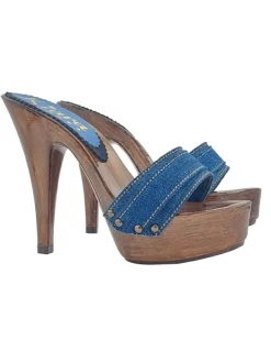 Kiara Shoes ZOCCOLO DENIM TACCO 13 MOKA