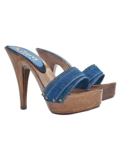 Kiara Shoes ZOCCOLO DENIM TACCO 13 MOKA