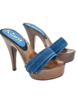 Kiara Shoes ZOCCOLO DENIM TACCO 13 MOKA