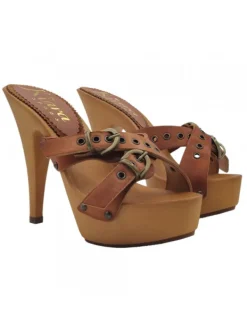 Kiara Shoes Zoccolo in con Fasce... Cuoio Clearance