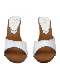 Kiara Shoes ZOCCOLO IN PELLE BIANCA... BIANCO New