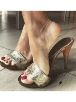 Kiara Shoes Zoccolo in pelle oro Discount