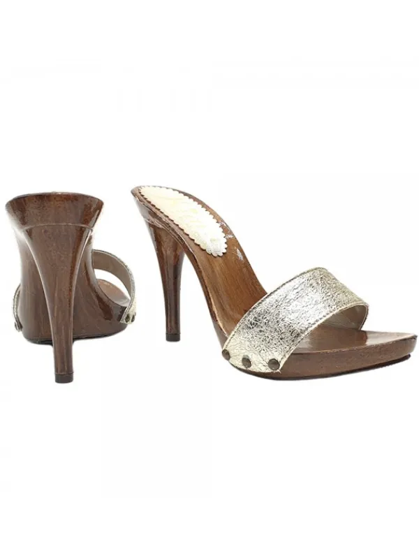 Kiara Shoes Zoccolo in pelle oro Discount