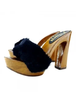 Kiara Shoes Zoccolo Pelliccia Nera Discount