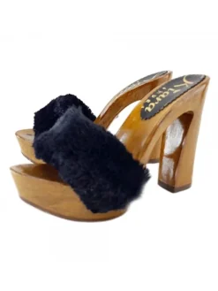 Kiara Shoes Zoccolo Pelliccia Nera Discount